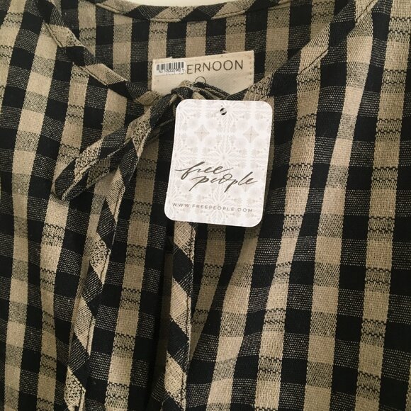 Free People Dress, Black and Tan Check, Size XS New With Tags - Picture 4 of 5